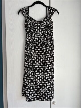 White House Black Market Black & White Floral-Patterned Midi Dress